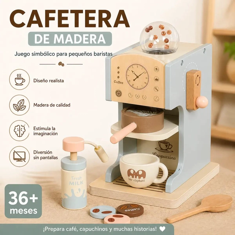 JUEGO DIDACTICO INFANTIL DE MADERA SET DE CAFETERA Y COCINA - 2