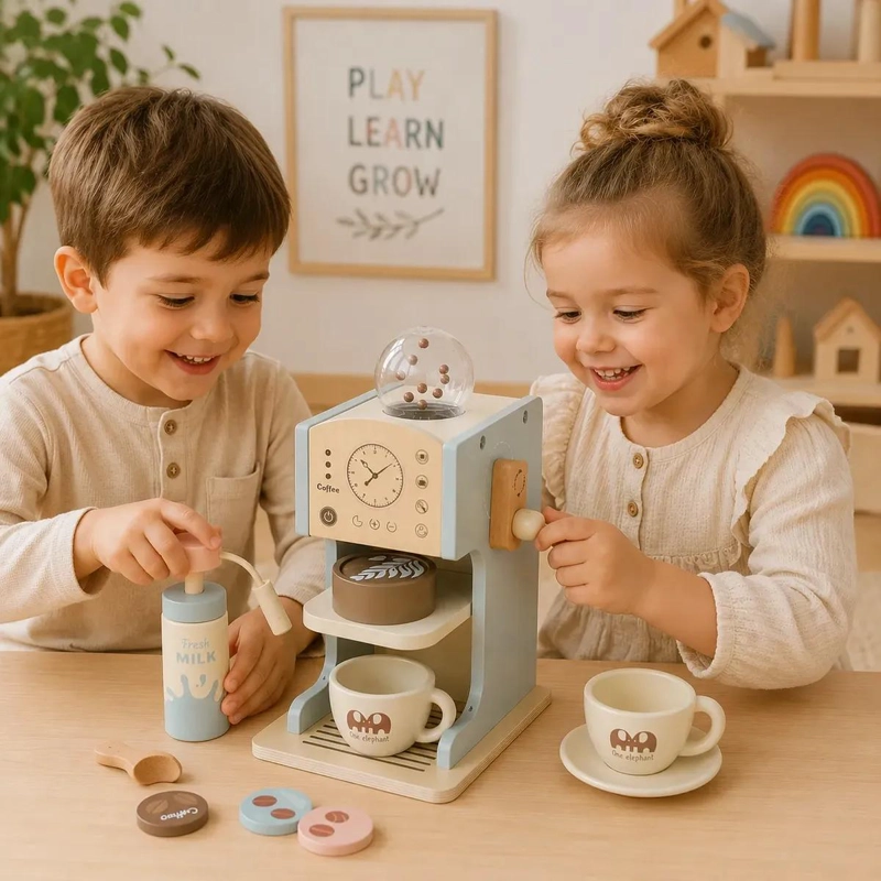 JUEGO DIDACTICO INFANTIL DE MADERA SET DE CAFETERA Y COCINA - 6