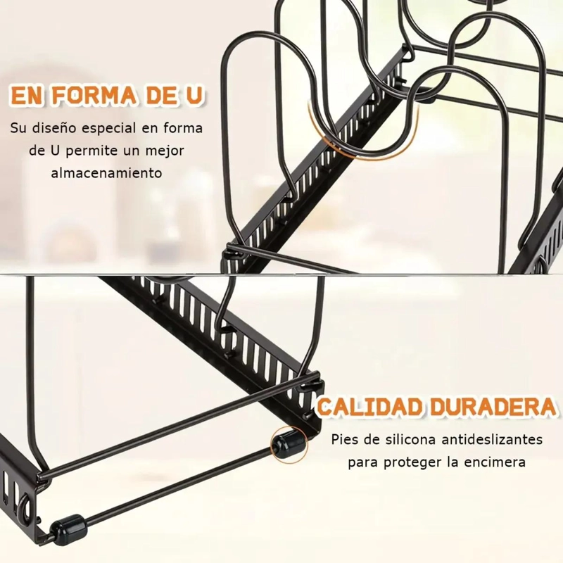 ORGANIZADOR DE OLLAS Y SARTENES CON 13 COMPARTIMENTOS AJUSTABLES - 6