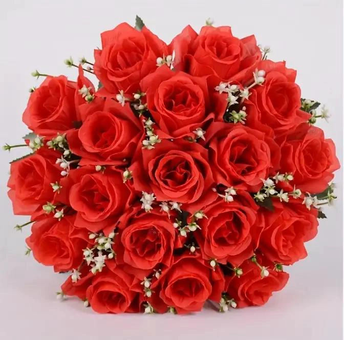 RAMO FRONDOSO DE 18 ROSAS VIVAS PARA DECORACION ELEGANTE - 2
