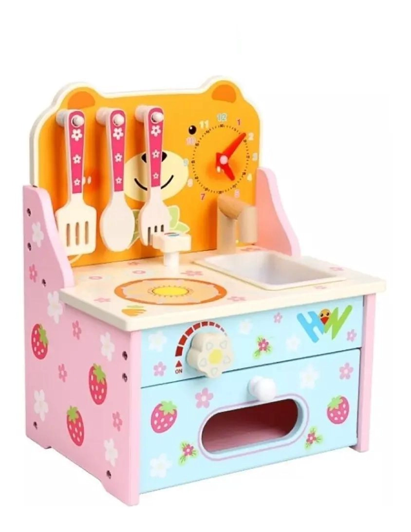 COCINA INFANTIL DIDACTICA DE MADERA CON ACCESORIOS - 1