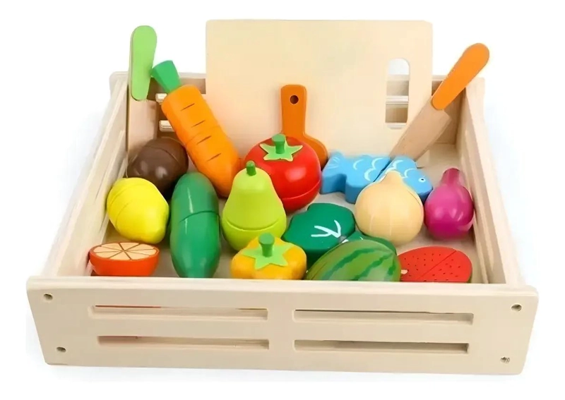 SET DE JUEGO DE MADERA CON FRUTAS Y VERDURAS PARA NIÑOS - 1