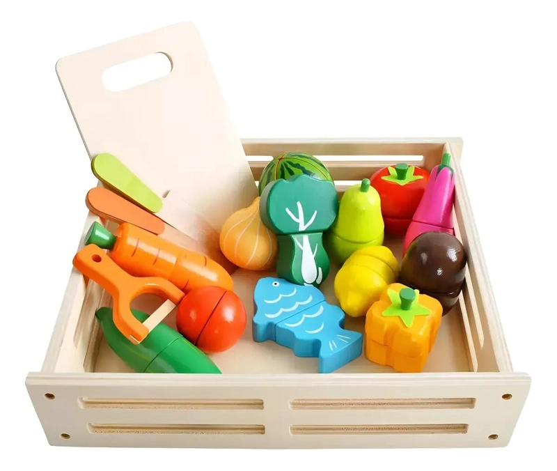 SET DE JUEGO DE MADERA CON FRUTAS Y VERDURAS PARA NIÑOS - 4