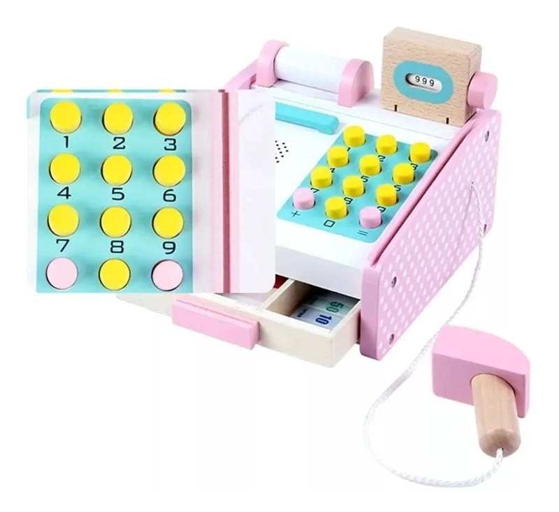 CAJA REGISTRADORA DE MADERA DIDACTICA PARA NIÑOS - 5