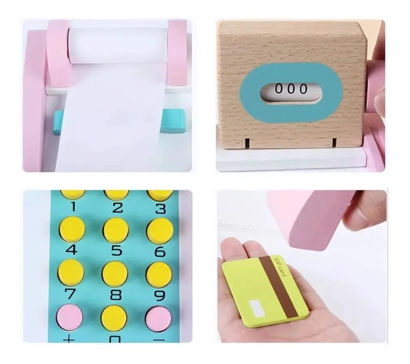 CAJA REGISTRADORA DE MADERA DIDACTICA PARA NIÑOS - 7