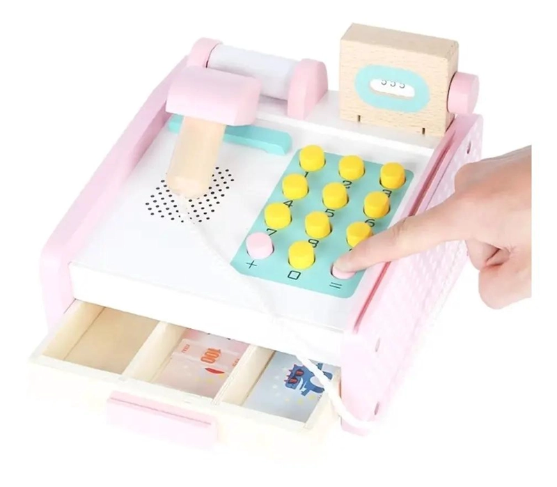 CAJA REGISTRADORA DE MADERA DIDACTICA PARA NIÑOS - 8