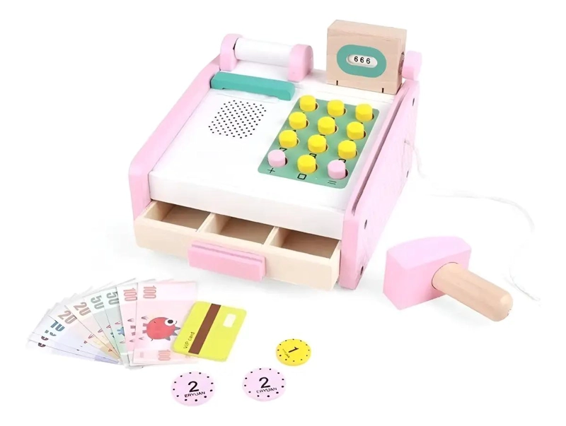 CAJA REGISTRADORA DE MADERA JUGUETE DIDACTICO PARA NIÑOS - 1