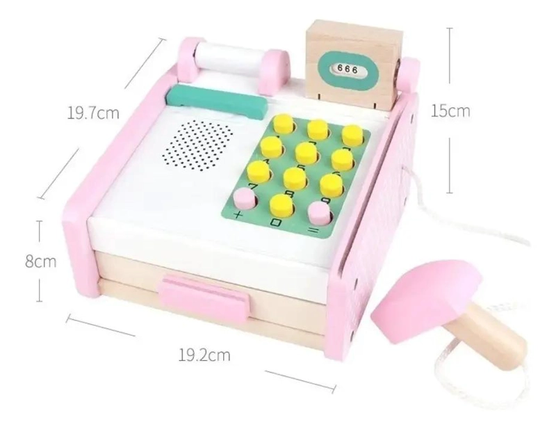 CAJA REGISTRADORA DE MADERA JUGUETE DIDACTICO PARA NIÑOS - 5