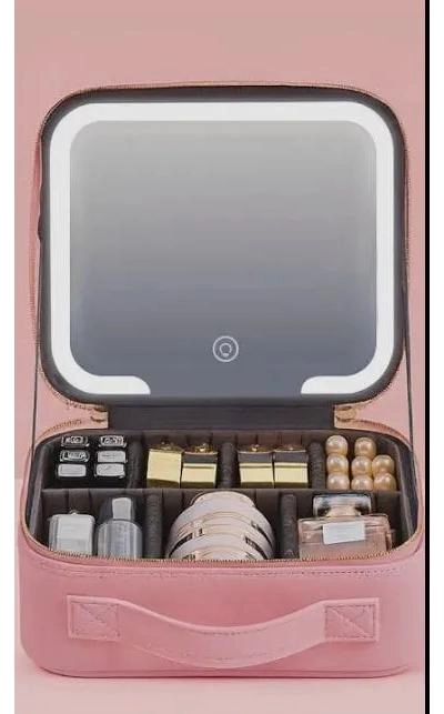 NECESER ORGANIZADOR DE MAQUILLAJE CON ESPEJO Y COMPARTIMENTOS - 2
