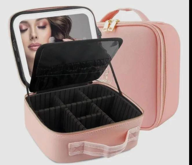 NECESER ORGANIZADOR DE MAQUILLAJE CON ESPEJO Y COMPARTIMENTOS - 4