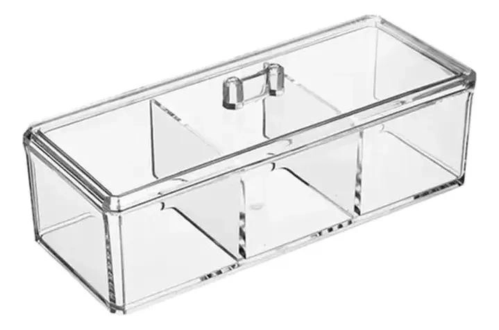 ORGANIZADOR DE MAQUILLAJE CON 3 COMPARTIMIENTOS DE ACRILICO - 1