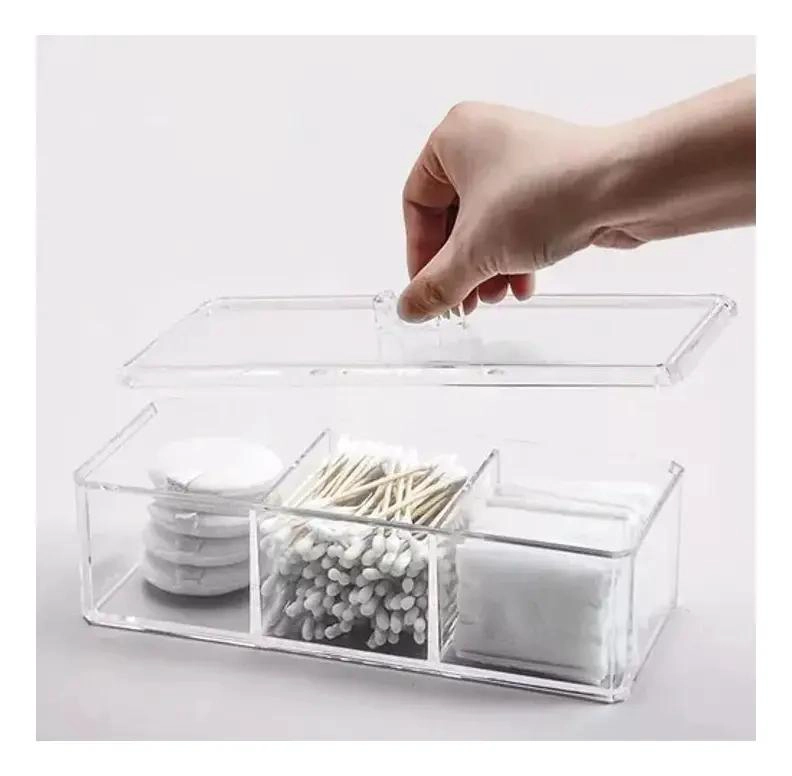 ORGANIZADOR DE MAQUILLAJE CON 3 COMPARTIMIENTOS DE ACRILICO - 10