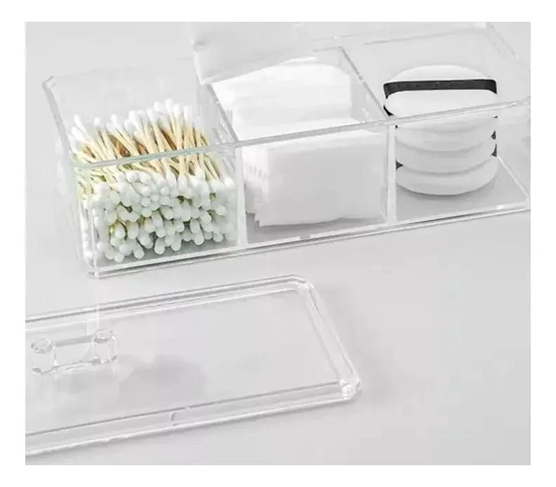 ORGANIZADOR DE MAQUILLAJE CON 3 COMPARTIMIENTOS DE ACRILICO - 5