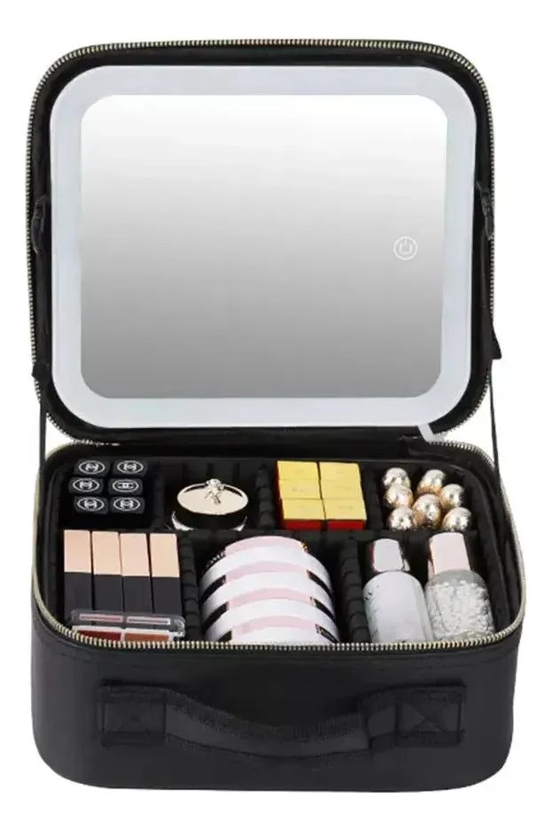 ESTUCHE ORGANIZADOR DE MAQUILLAJE CON ESPEJO Y LUZ LED - 2