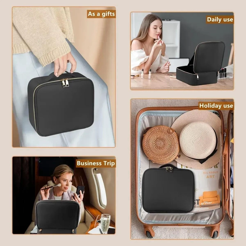 ESTUCHE ORGANIZADOR DE MAQUILLAJE CON ESPEJO Y LUZ LED - 4
