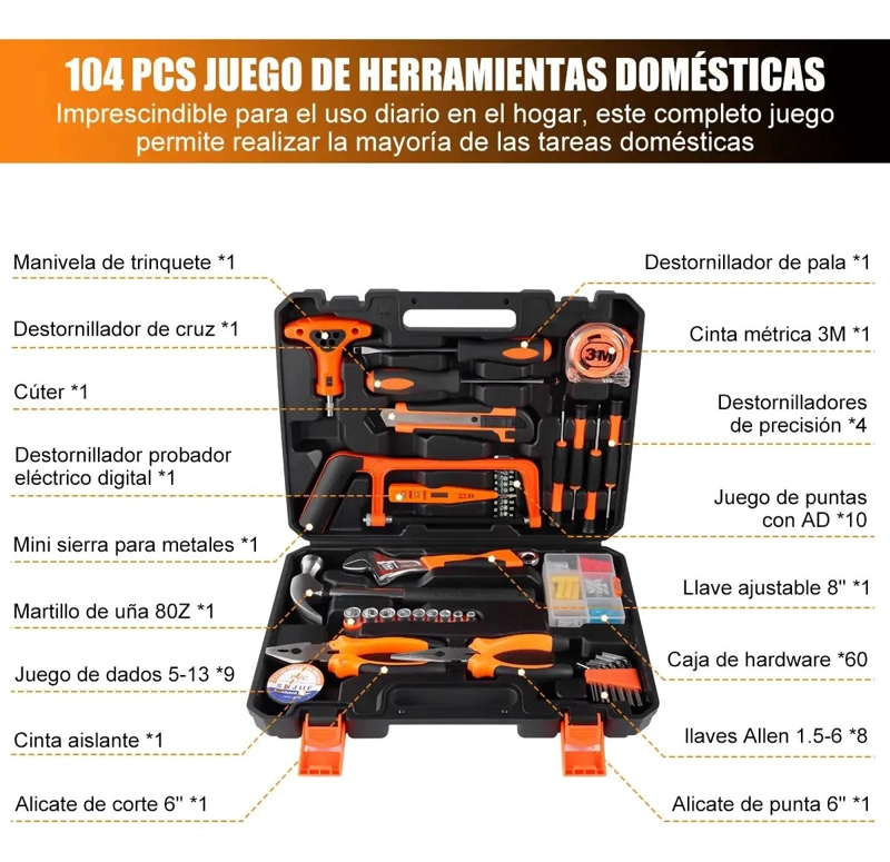 KIT DE HERRAMIENTAS MANUALES CON MALETIN - 6