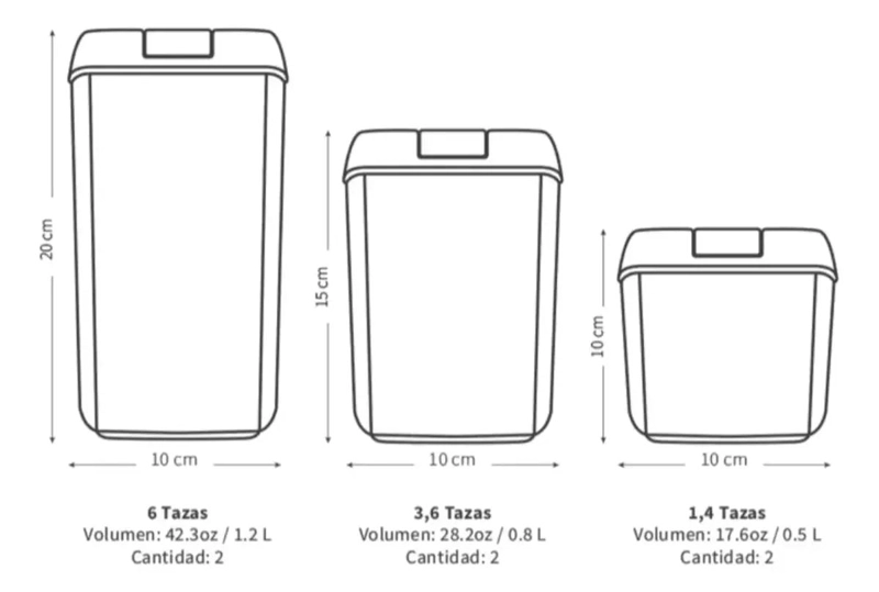 SET DE 6 CONTENEDORES HERME TICOS PARA ALIMENTOS DE 1.2 L - 2