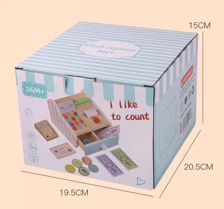 CAJA REGISTRADORA DE MADERA JUGUETE PARA NIÑOS Y NIÑAS - 10
