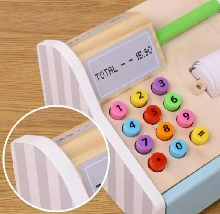CAJA REGISTRADORA DE MADERA JUGUETE PARA NIÑOS Y NIÑAS - 8