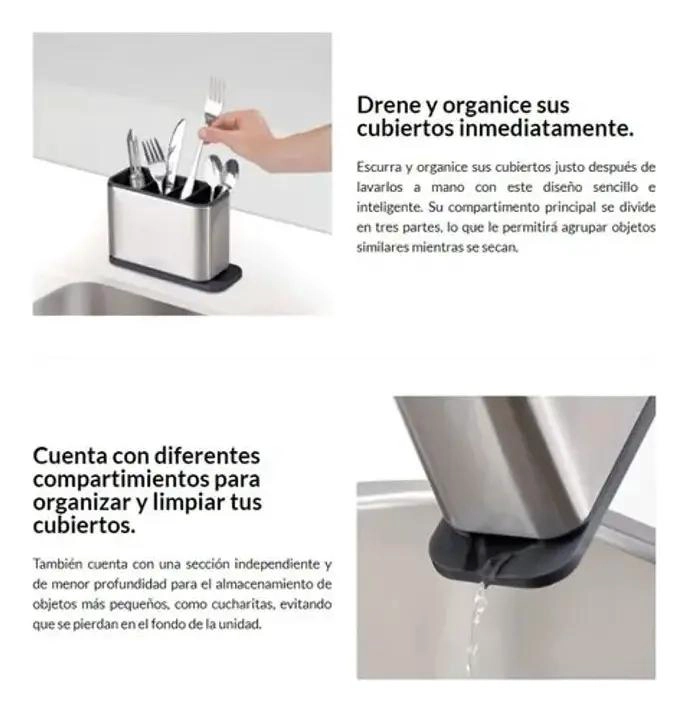 ESCURRIDOR ORGANIZADOR DE CUBIERTOS DE ACERO INOXIDABLE - 4
