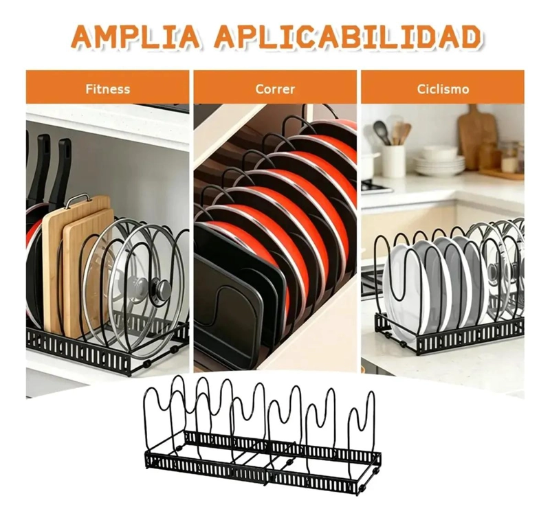 ORGANIZADOR DE OLLAS Y SARTENES CON 13 COMPARTIMENTOS AJUSTABLES - 7