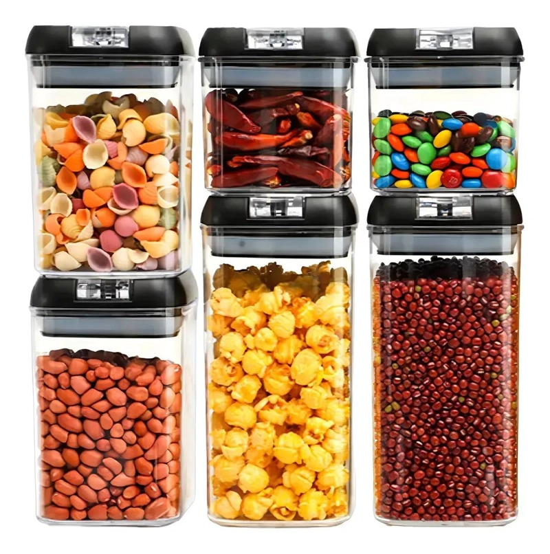 SET DE 6 CONTENEDORES HERME TICOS PARA ALMACENAMIENTO DE ALIMENTOS - 1