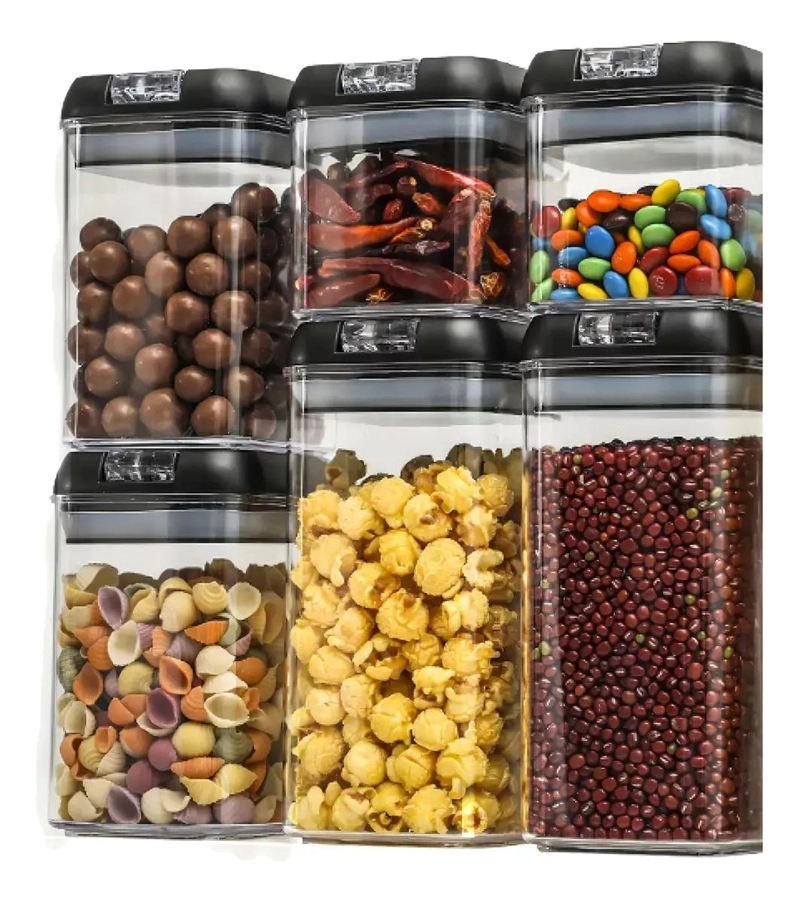 SET DE 6 CONTENEDORES HERME TICOS PARA ALMACENAMIENTO DE ALIMENTOS - 6