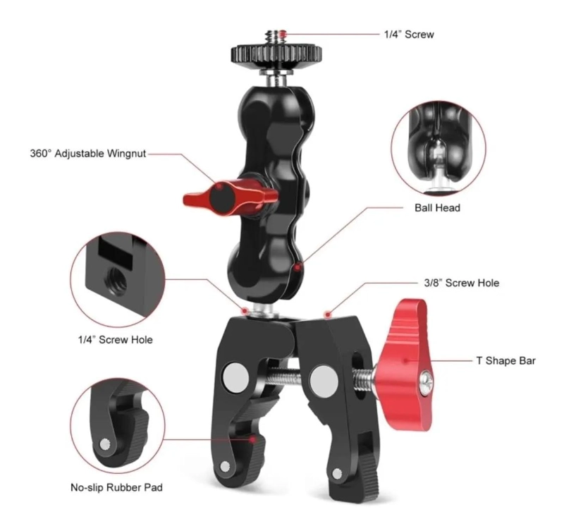 PINZA DE MONTAJE PARA CAMARAS Y ACCESORIOS CON BRAZO ARTICULADO - 5