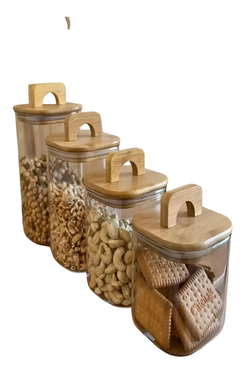 SET DE 4 RECIPIENTES DE COCINA CON TAPA DE BAMBU - 2