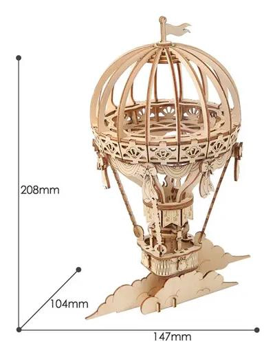 ROMPECABEZAS 3D DE MADERA CON DISEÑO DE GLOBO AEROSTATICO - 4