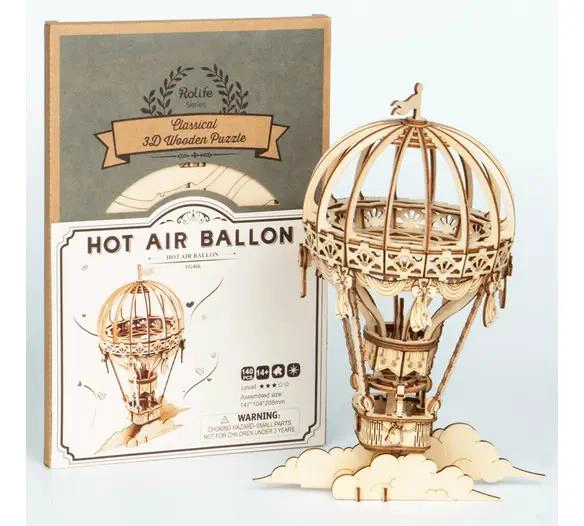 ROMPECABEZAS 3D DE MADERA CON DISEÑO DE GLOBO AEROSTATICO - 7