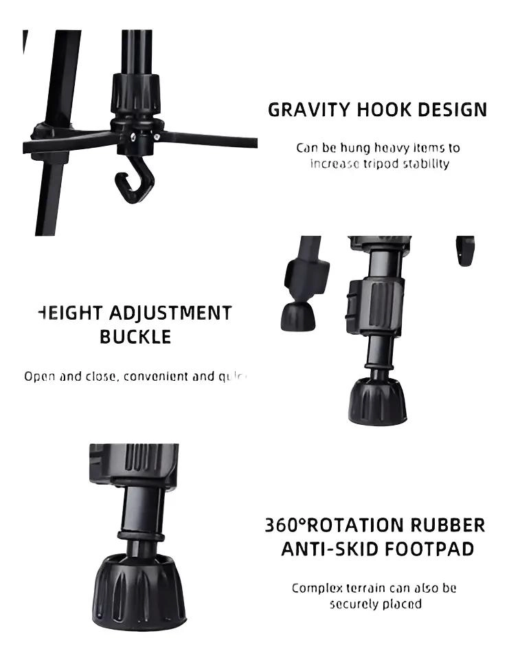 TRIPODE PROFESIONAL PARA CAMARA Y CELULAR DE 65 A 144 CM - 2