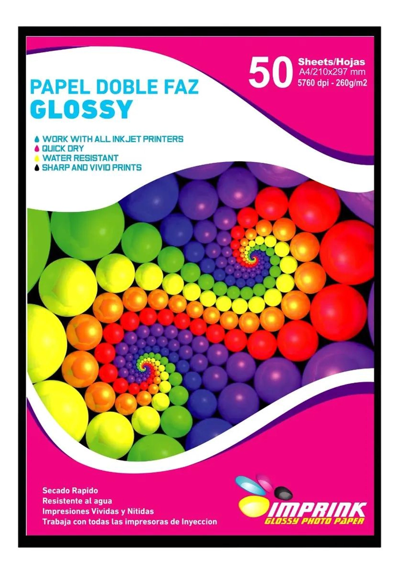 PAPEL FOTOGRAFICO DOBLE FAZ GLOSSY A4 260G 300 HOJAS - 1