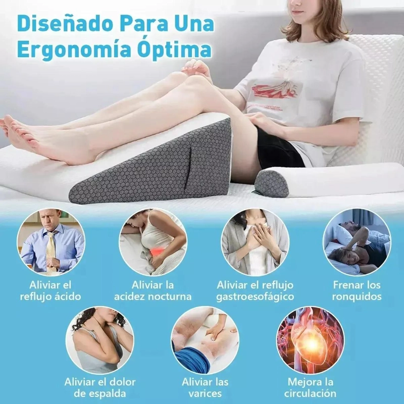 ALMOHADA CUÑA MULTIFUNCIONAL CON SOPORTE LUMBAR Y CERVICAL GRIS - 4
