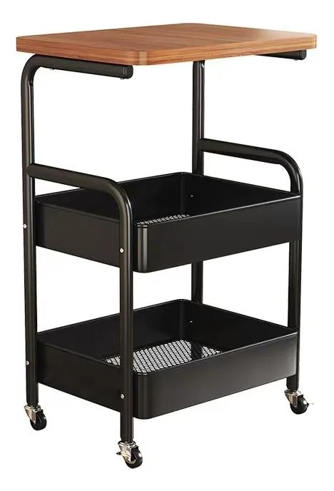 CARRITO ORGANIZADOR MULTIUSO CON RUEDAS Y TAPA DE MADERA - 1