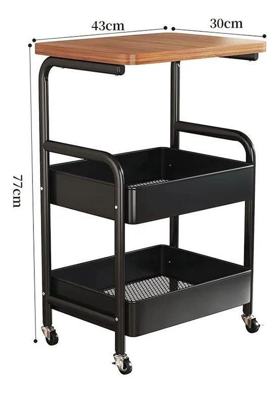 CARRITO ORGANIZADOR MULTIUSO CON RUEDAS Y TAPA DE MADERA - 5