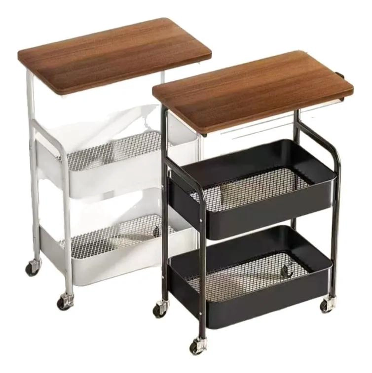 CARRITO ORGANIZADOR MULTIUSO CON RUEDAS Y TAPA DE MADERA - 6