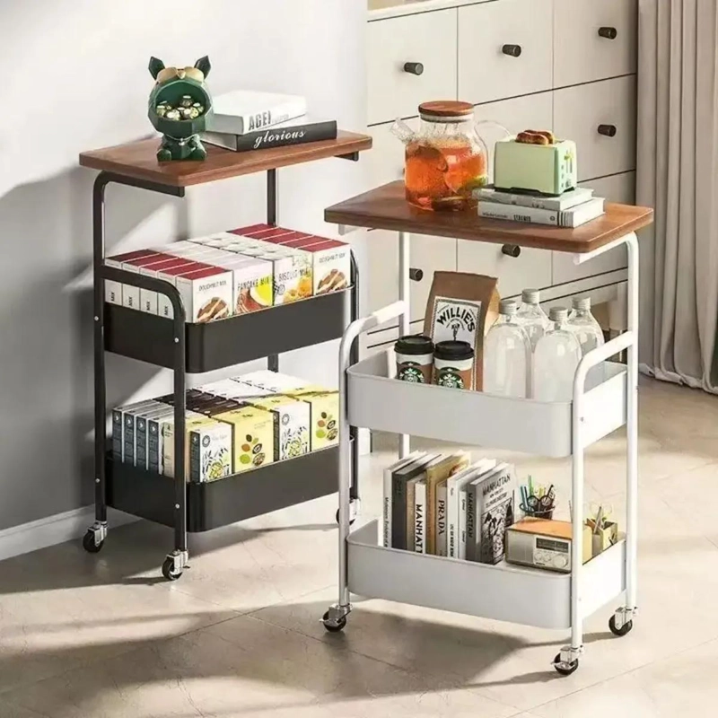 CARRITO ORGANIZADOR MULTIUSO CON RUEDAS Y TAPA DE MADERA - 7