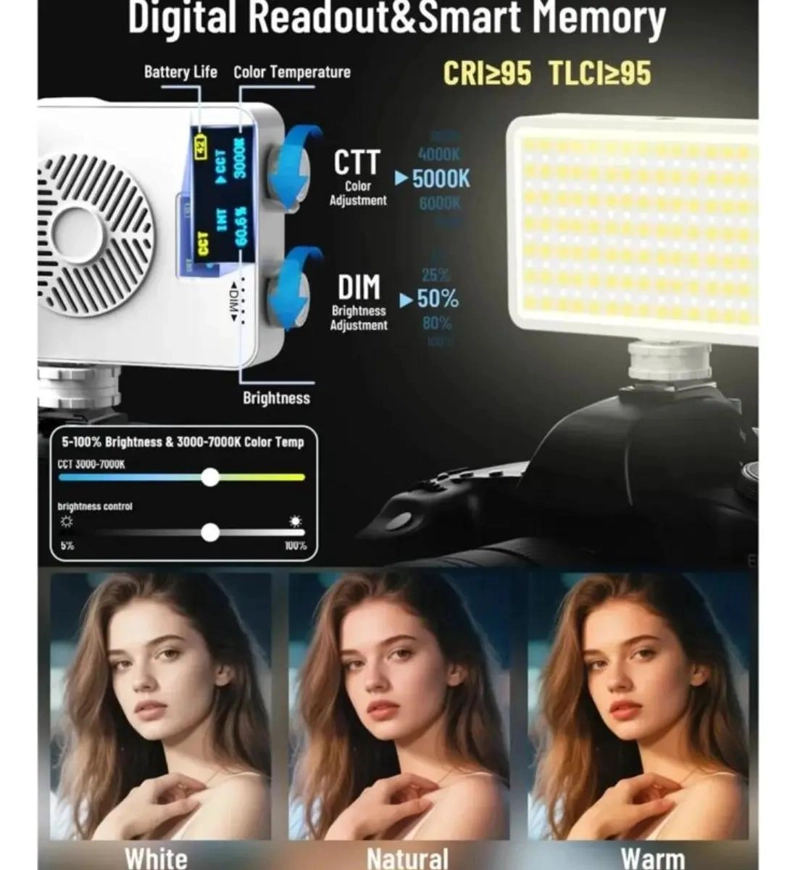 LUZ LED PORTATIL 40W RECARGABLE CON BRILLO REGULABLE Y 3 MODOS - 6