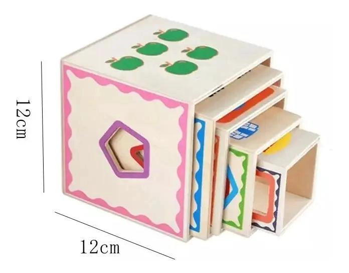 CUBO DE ENCAJE Y TORRE DE BLOQUES DE MADERA PARA NIÑOS - 10