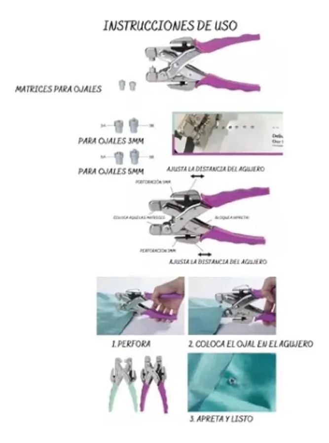 KIT DE REMACHADORA Y PERFORADORA CON 160 OJETILLOS VARIADOS - 4