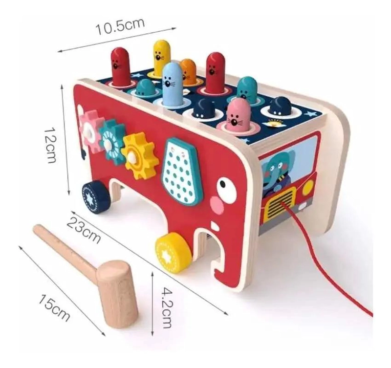 JUGUETE DIDACTICO DE MADERA PARA BEBE S CON MARTILLO Y TOPO - 9