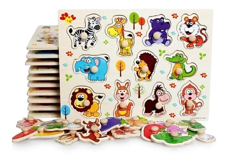 JUGUETE DIDACTICO DE MADERA PARA ESTIMULACION INFANTIL 9 PIEZAS - 2