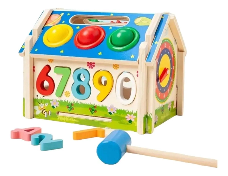 CASA INTERACTIVA DE MADERA PARA APRENDIZAJE INFANTIL - 1
