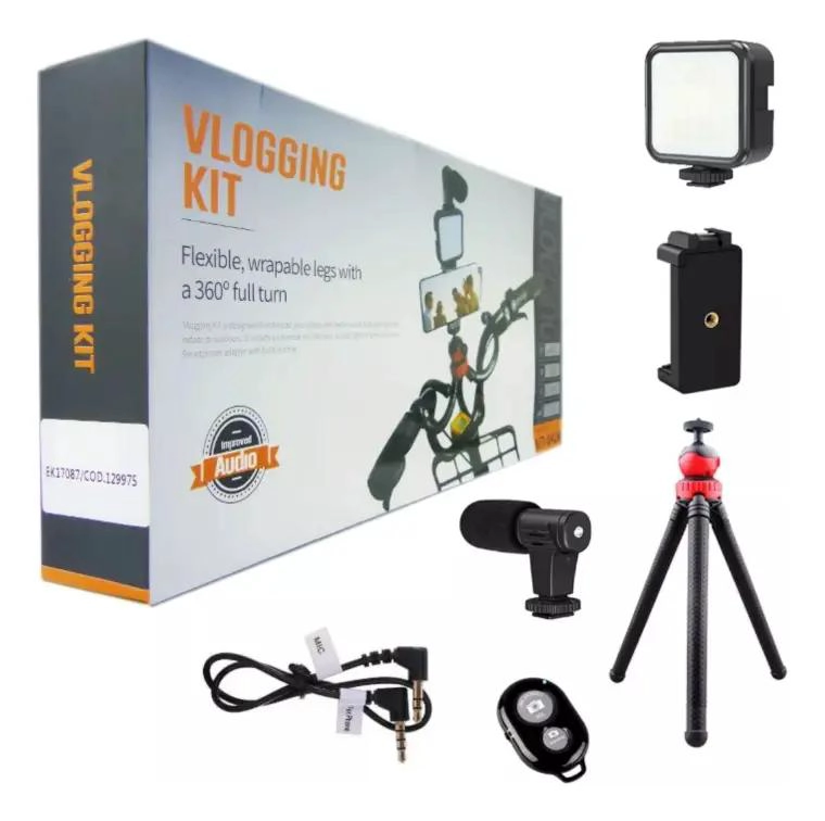 KIT DE TRIPODE FLEXIBLE CON LUZ Y MICROFONO PARA SMARTPHONE - 2