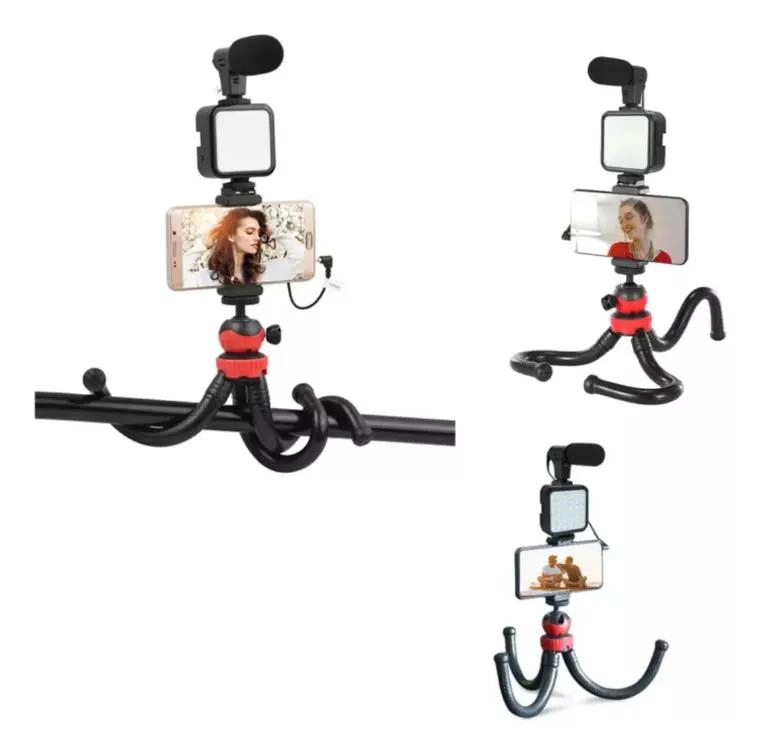 KIT DE TRIPODE FLEXIBLE CON LUZ Y MICROFONO PARA SMARTPHONE - 3