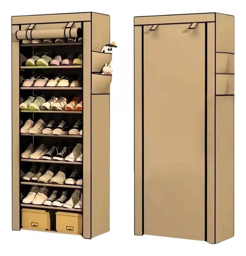 ZAPATERO PORTATIL VERTICAL DE 10 NIVELES CON FUNDA 58X30X158CM - 1
