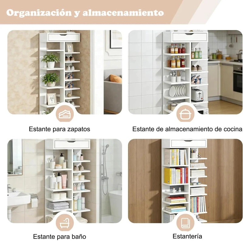 ORGANIZADOR VERTICAL DE ZAPATOS CON CAJON Y 8 NIVELES - 6