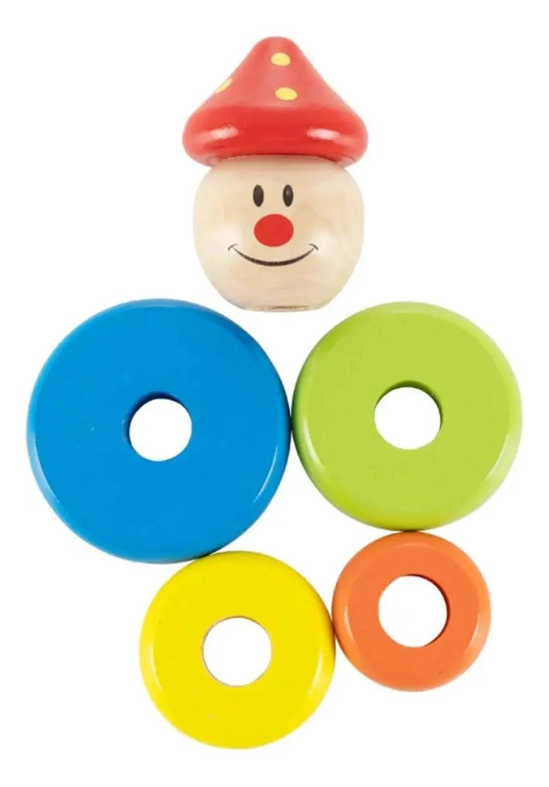 PAYASO APILABLE DE MADERA JUGUETE EDUCATIVO PARA BEBE S - 6