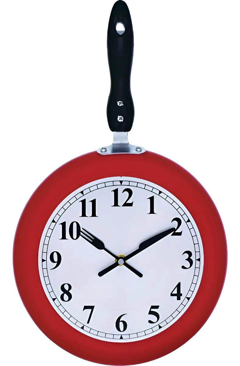 RELOJ DE PARED PARA COCINA CON DISEÑO DE SARTE N COLOR ROJO - 1